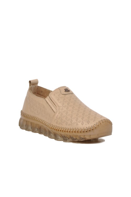 Bej Hakiki Deri Kadın Günlük Ayakkabı 0002 Z