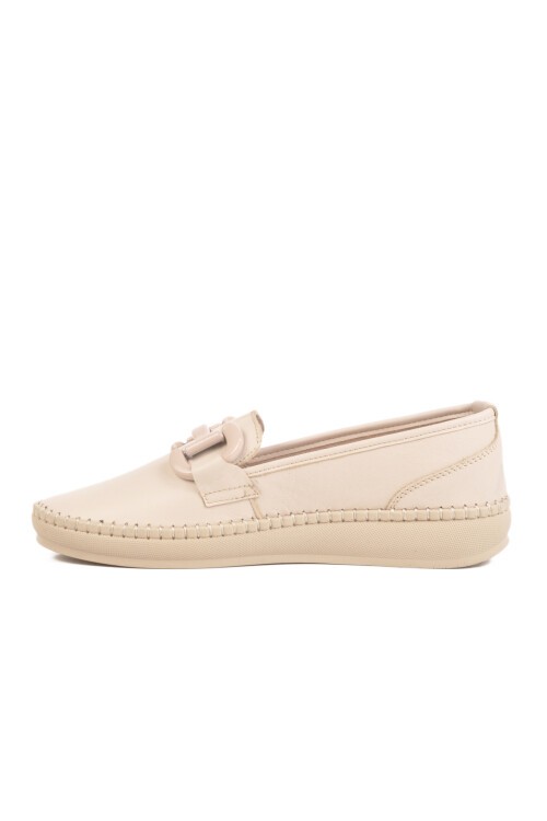 Bej Hakiki Deri Kadın Günlük Ayakkabı F-2045 Z