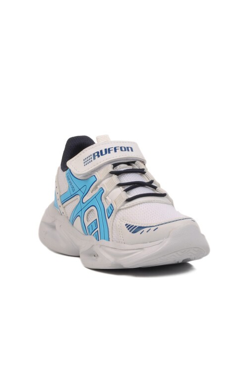 Beyaz-Lacivert Cırtlı Hafif Çocuk Spor Ayakkabı 2351 P