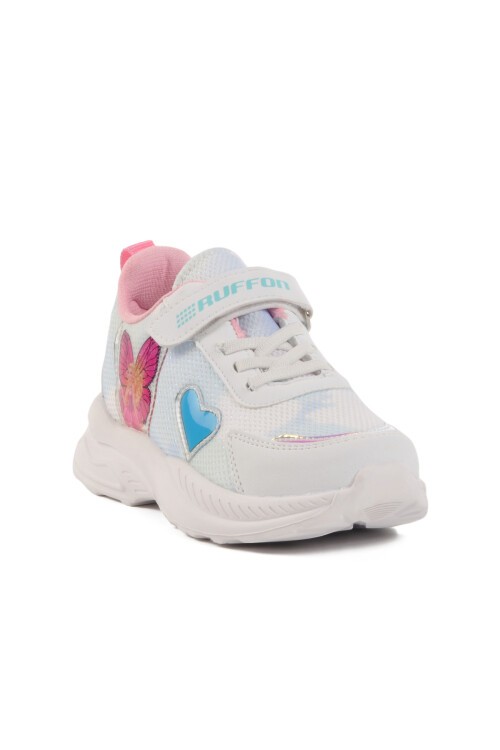 Beyaz-Bebe Mavisi Fileli Çocuk Spor Ayakkabı 2340 F