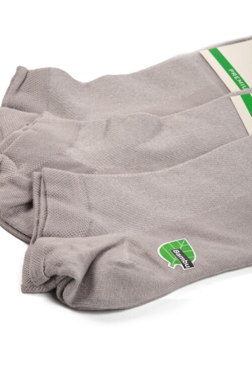 Gri  Unisex Çorap 24K004 3lü Patik Çorap