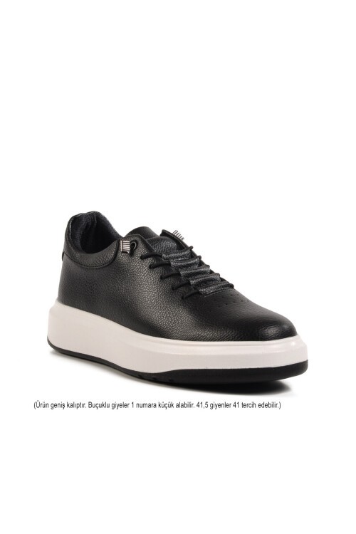 Siyah-Beyaz Lastik Bağcıklı Erkek Günlük Ayakkabı 404 M GENİŞ KALIP