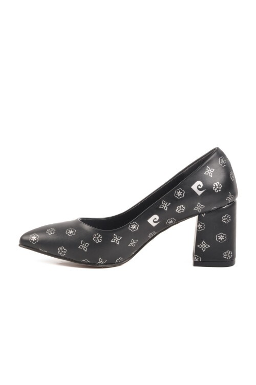 Siyah Desenli Kadın Topuklu Ayakkabı 50176 Z
