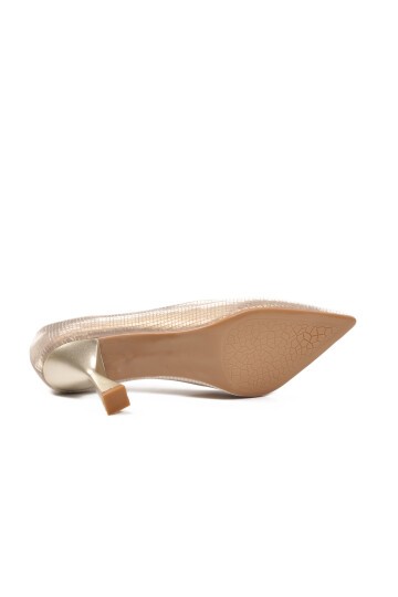 Altın Hafif İnce Topuklu Kadın Topuklu Ayakkabı 665140 Z