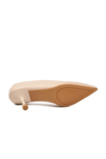 Bej Cilt İnce Topuklu Kadın Topuklu Ayakkabı 695033 Z