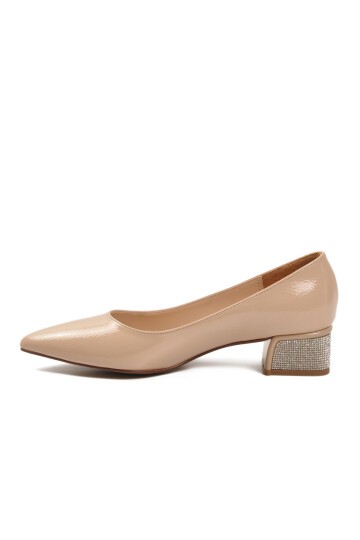 Bej Kırışık Hafif Kadın Topuklu Ayakkabı 357180 Z