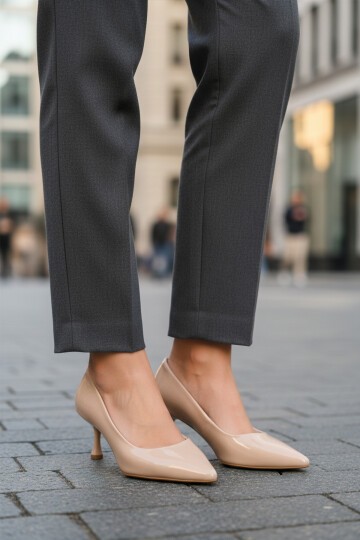 Bej Rugan İnce Topuklu Kadın Topuklu Ayakkabı 695033 Z