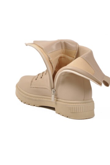 Bej İçi Polarlı Fermuarlı Kadın Bot 23002 Z