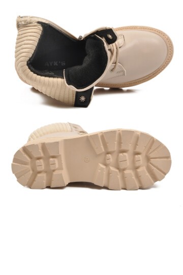 Bej Fermuarlı Kadın Bot Serpa 5200 Z