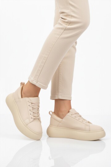 Bej Yüksek Tabanlı Kadın Spor Ayakkabı Termo DV-03 Z