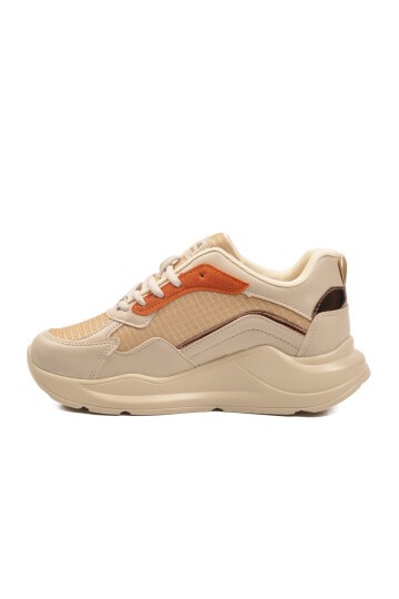 Bej-Turuncu Esnek Unisex Spor Ayakkabı 051 G
