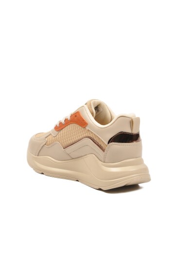 Bej-Turuncu Esnek Unisex Spor Ayakkabı 051 G