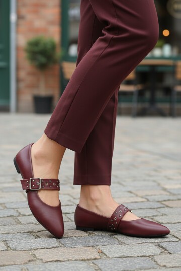 Bordo Cilt Hafif Kadın Günlük Ayakkabı 209166 Z