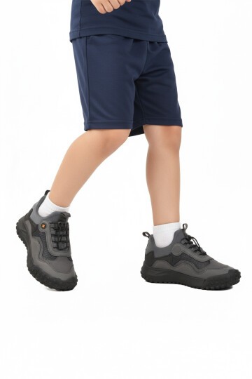 Füme Lastik Bağcıklı Çocuk Outdoor Ayakkabı G63 Kids F