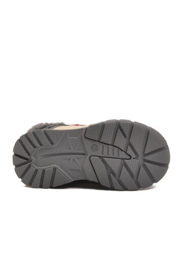 Gri-Kırmızı İçi Kürklü Çocuk Bot 22672 P