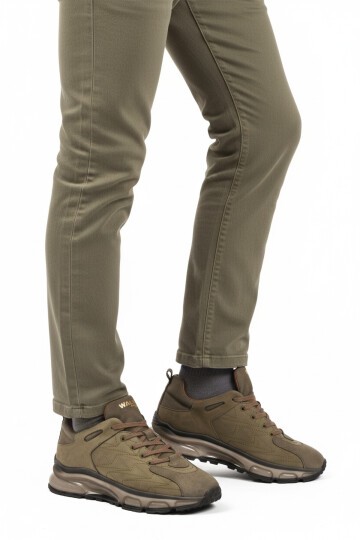 Haki Hakiki Deri Erkek Spor Ayakkabı 2623 M