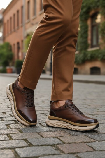 Kahve Hakiki Deri Erkek Günlük Ayakkabı 152-22390 M