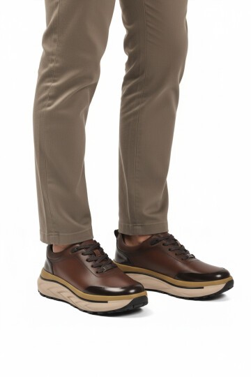 Kahve Hakiki Deri Erkek Günlük Ayakkabı 152-22390 M