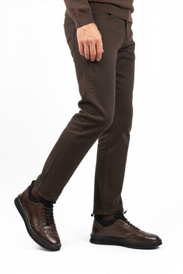 Kahve Hakiki Deri Lastik Bağcıklı Erkek Günlük Ayakkabı 2517 M