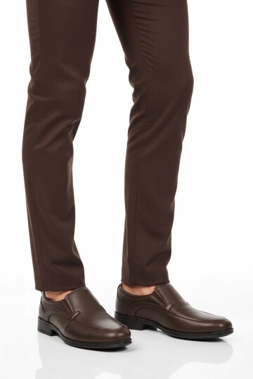 Kahve Hakiki Deri Erkek Günlük Ayakkabı 301 M ( Bağcıksız )