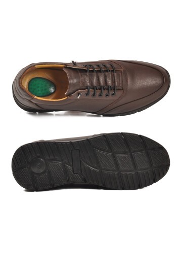 Kahve Hakiki Deri Lastik Bağcıklı Erkek Günlük Ayakkabı 901 M