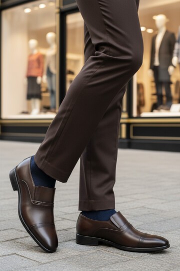 Kahve Hakiki Deri Kaymaz Taban Erkek Günlük Ayakkabı 974 M