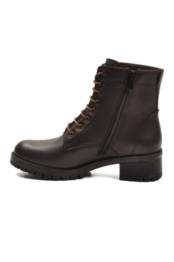 Kahve Hakiki Deri İçi Polarlı Kadın Bot Premium 2680-1 Z