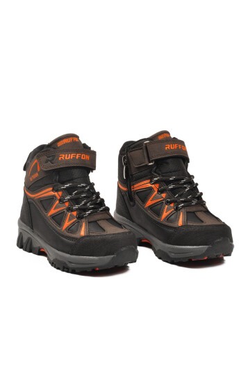 Kahve-Turuncu Fermuarlı Çocuk Outdoor Bot 2301 P