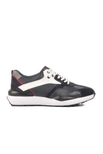 Lacivert-Beyaz Hakiki Deri Erkek Sneaker 2Y1076-6285 M