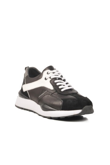 Siyah-Beyaz Hakiki Deri Erkek Sneaker 2Y1076-6285 M