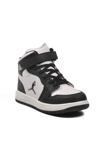 Siyah-Beyaz Çocuk Spor Ayakkabı Haykat Uzun F