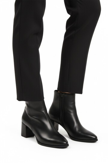 Siyah Cilt İçi Polarlı Fermuarlı Kadın Bot 343126 Z