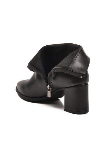 Siyah Cilt İçi Polarlı Fermuarlı Kadın Bot 343126 Z