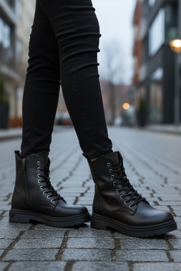 Siyah Cilt İçi Kürklü Kadın Bot 525383 Z