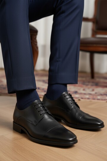 Siyah Hakiki Deri Erkek Günlük Ayakkabı 977 M