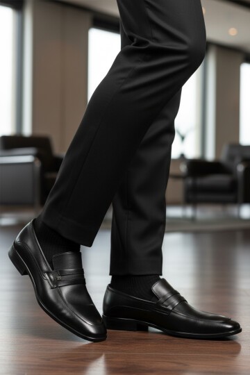 Siyah Hakiki Deri Erkek Klasik Ayakkabı 2818 M