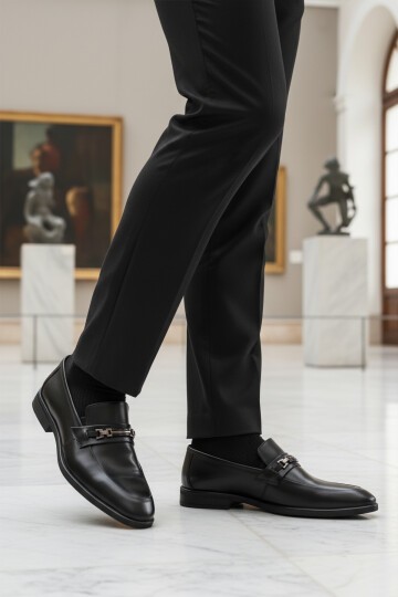 Siyah Hakiki Deri Erkek Klasik Ayakkabı 854-T M