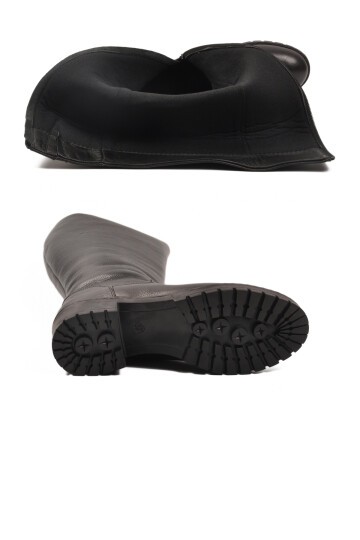 Siyah Hakiki Deri Kaymaz Taban Kadın Çizme 26900-1 Z