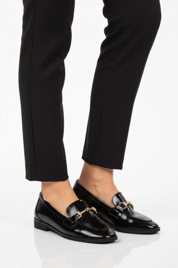 Siyah Kırışık Hafif Kadın Günlük Ayakkabı 421025 Z