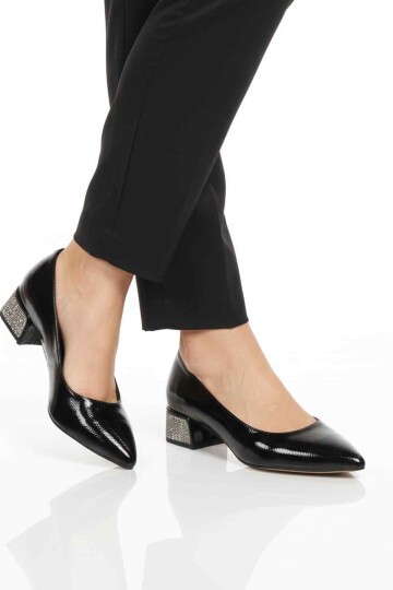 Siyah Kırışık Hafif Kadın Topuklu Ayakkabı 357180 Z