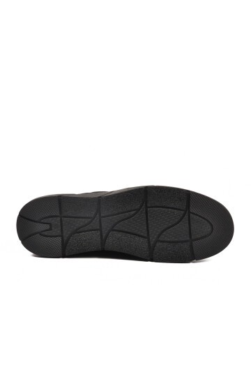 Siyah Nubuk Hakiki Deri Lastik Bağcıklı Erkek Günlük Ayakkabı 137 M