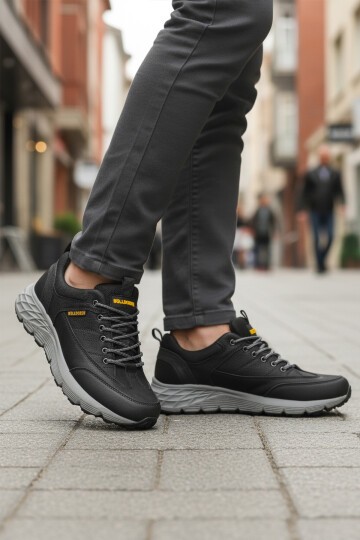 Siyah Nubuk Hakiki Deri Kaymaz Taban Erkek Outdoor Ayakkabı 250069 M