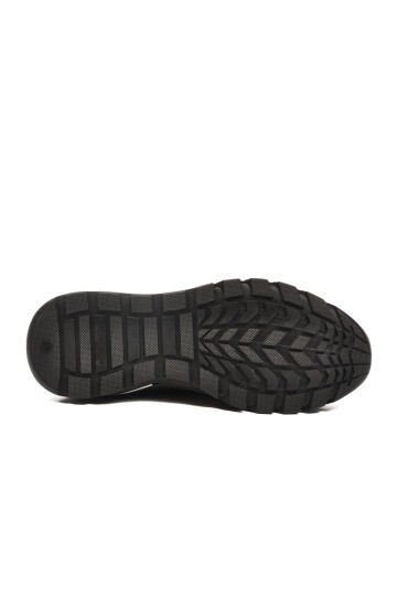 Siyah Nubuk Hakiki Deri Lastik Bağcıklı Kadın Günlük Ayakkabı PLV061 Z