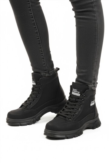 Siyah Nubuk İçi Polarlı Kadın Bot Fashion 24090 Z