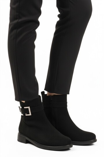 Siyah Süet Fermuarlı Kadın Bot 209144 Z