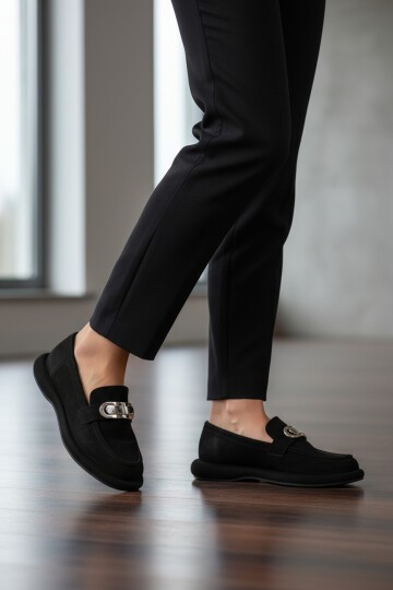 Siyah Süet Hafif Kadın Günlük Ayakkabı 547828 Z