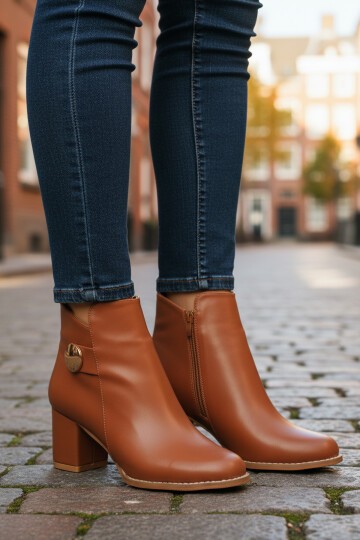 Taba Cilt İçi Polarlı Kadın Bot 262325 Z (Dar Kalıp)