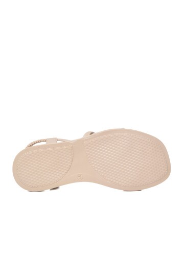 Bej Slingback Düz Topuklu Kadın Sandalet  Z