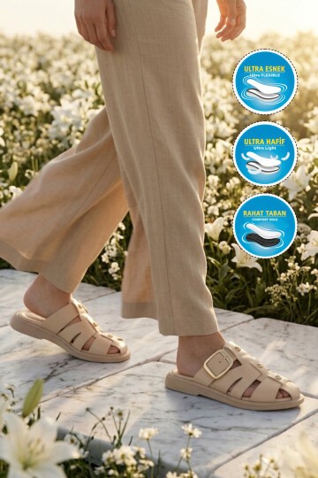 Bej Hafif Slingback Kadın Terlik 322224 Z