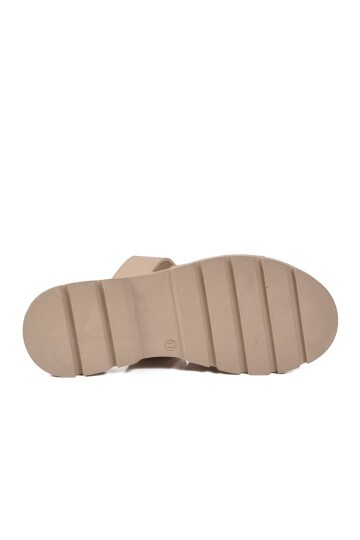 Bej Hafif Yüksek Tabanlı ComfortSole Taban Kadın Terlik 35351 Z